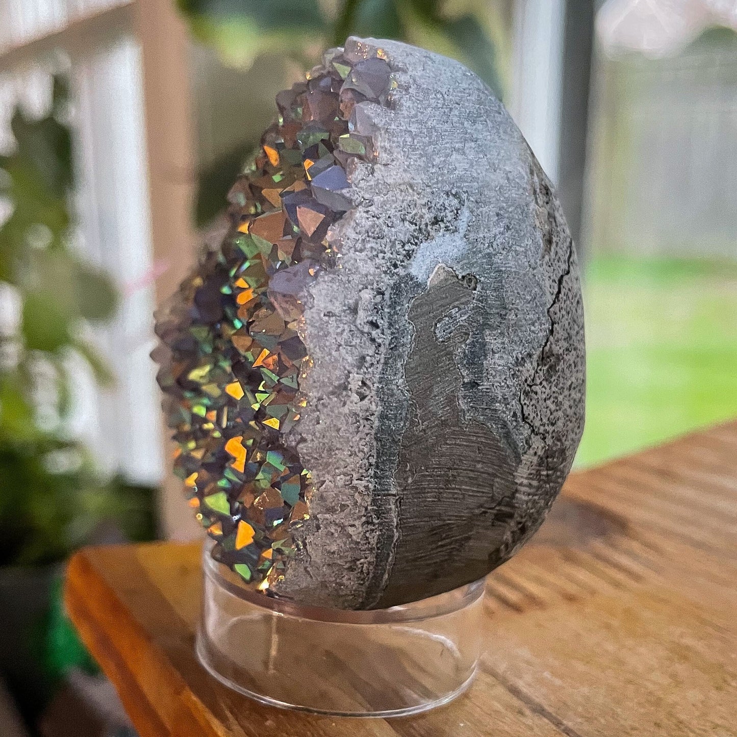 Rainbow Aura Druzy Egg