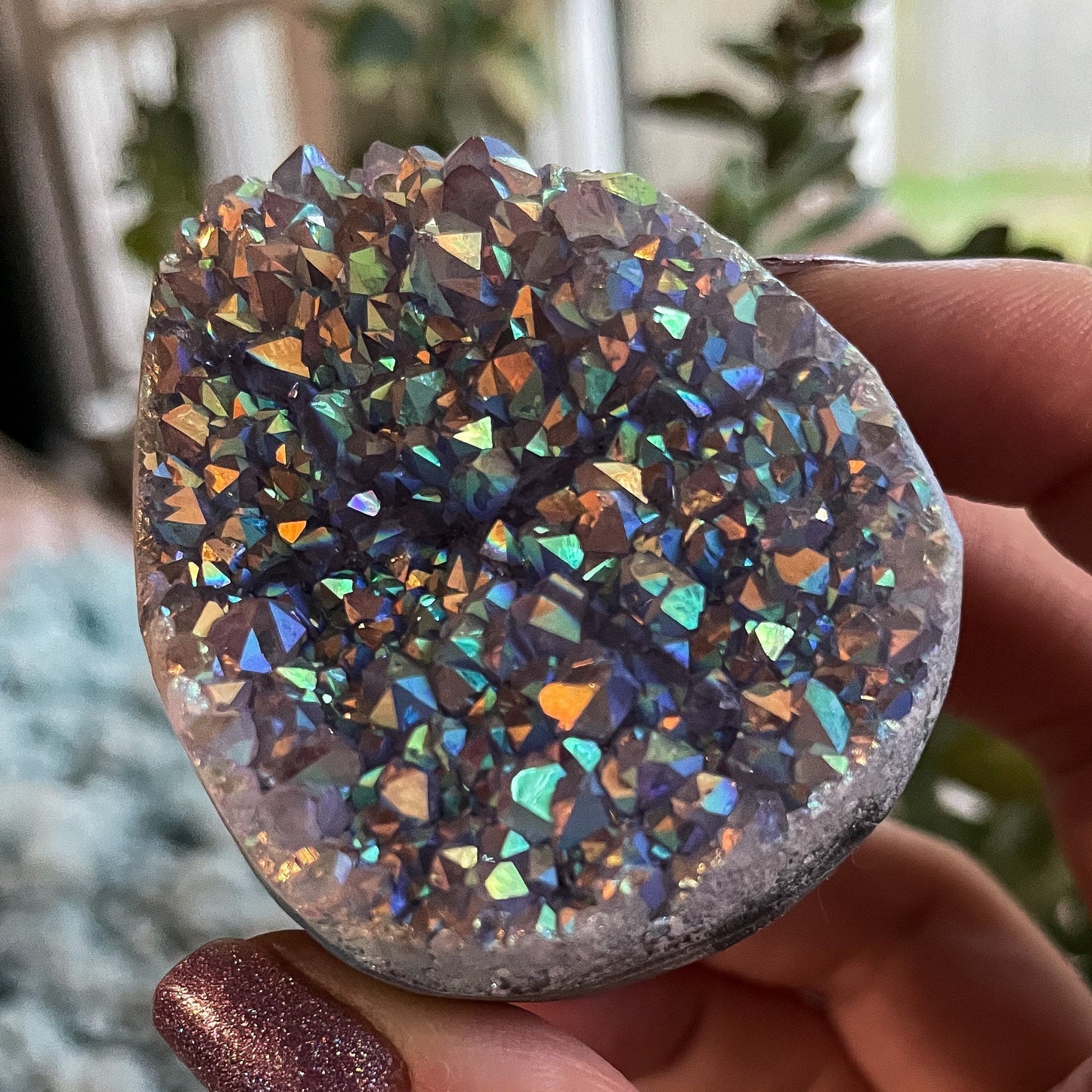 Rainbow Aura Druzy Egg