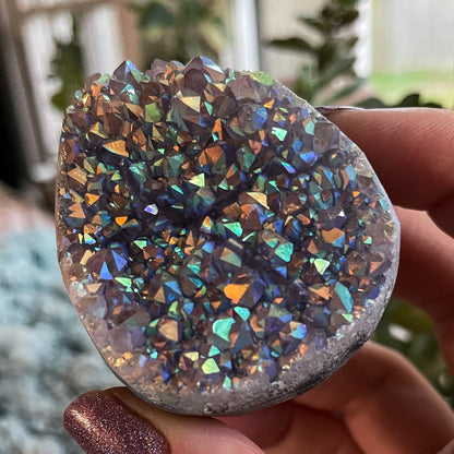 Rainbow Aura Druzy Egg