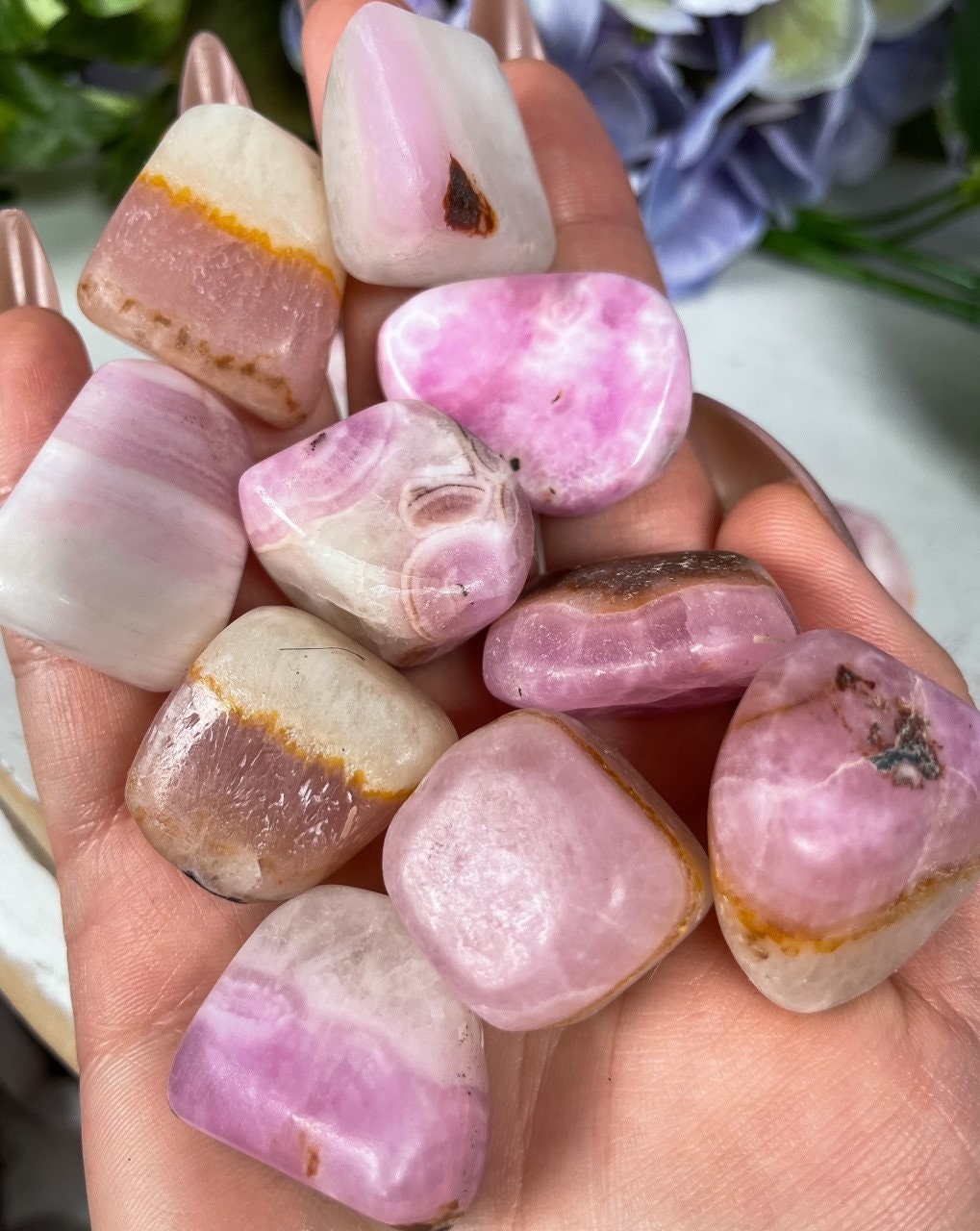 Pink Aragonite Tumbles