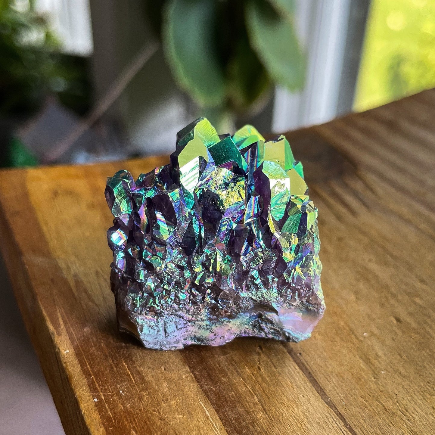 Rainbow Aura Amethyst Cluster