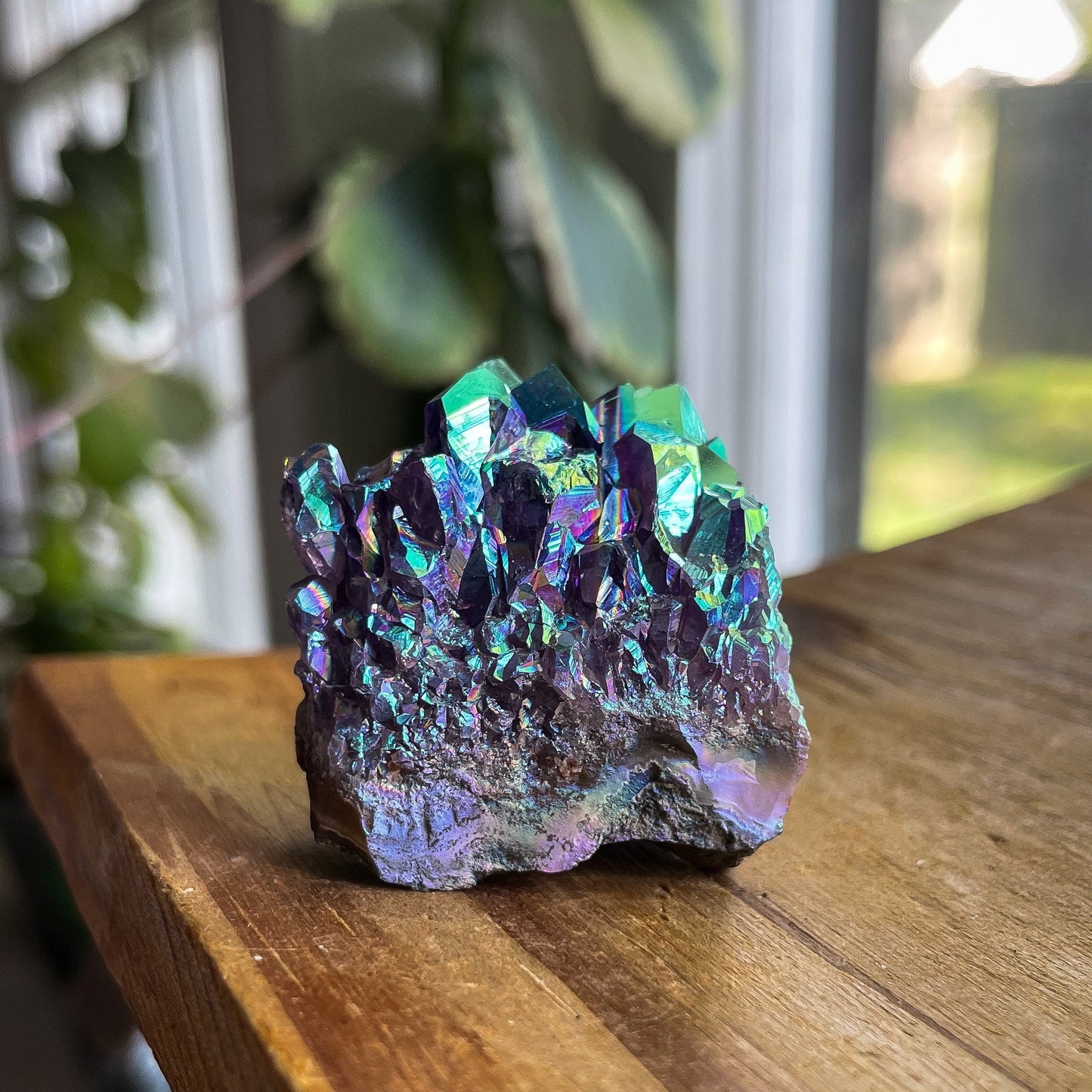 Rainbow Aura Amethyst Cluster