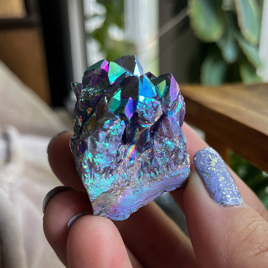 Rainbow Aura Amethyst Cluster