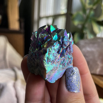 Rainbow Aura Amethyst Cluster