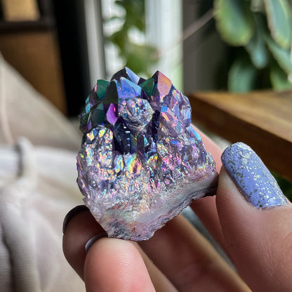 Rainbow Aura Amethyst Cluster