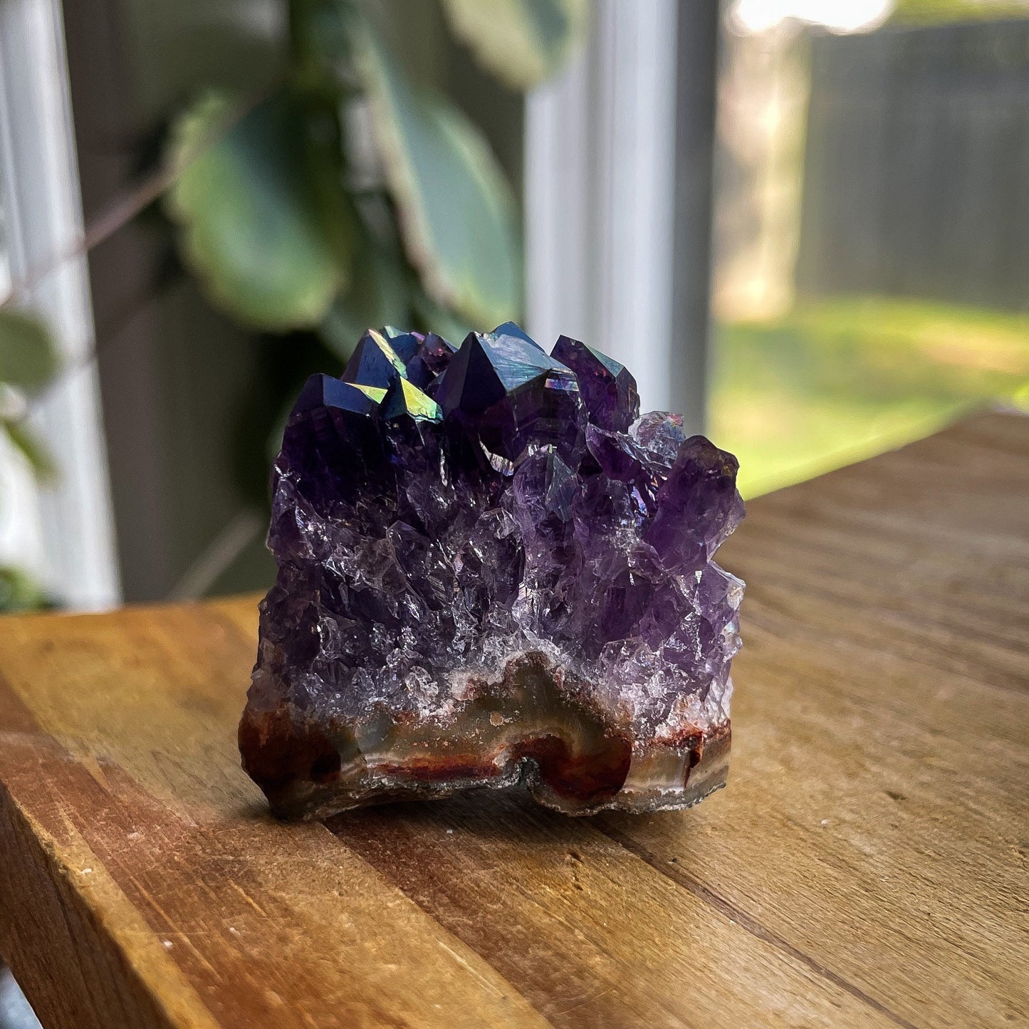 Rainbow Aura Amethyst Cluster