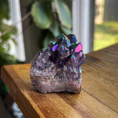 Rainbow Aura Amethyst Cluster