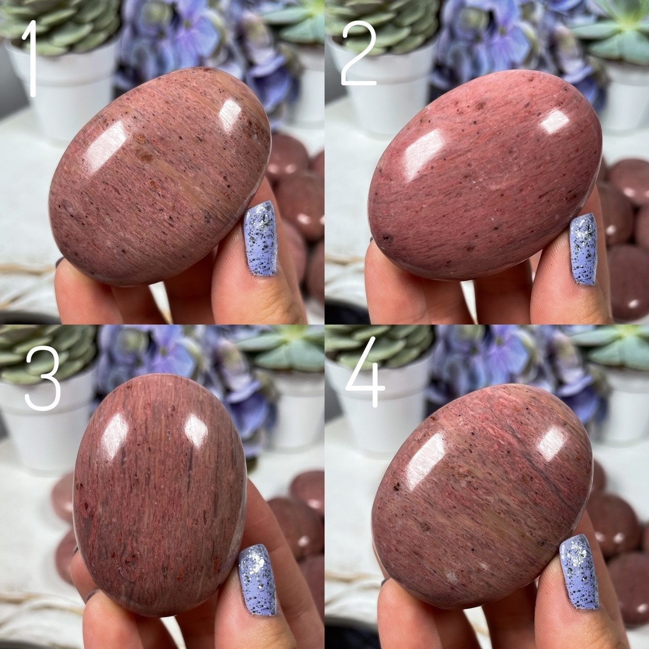 Pink Petrified Wood Palm Stones