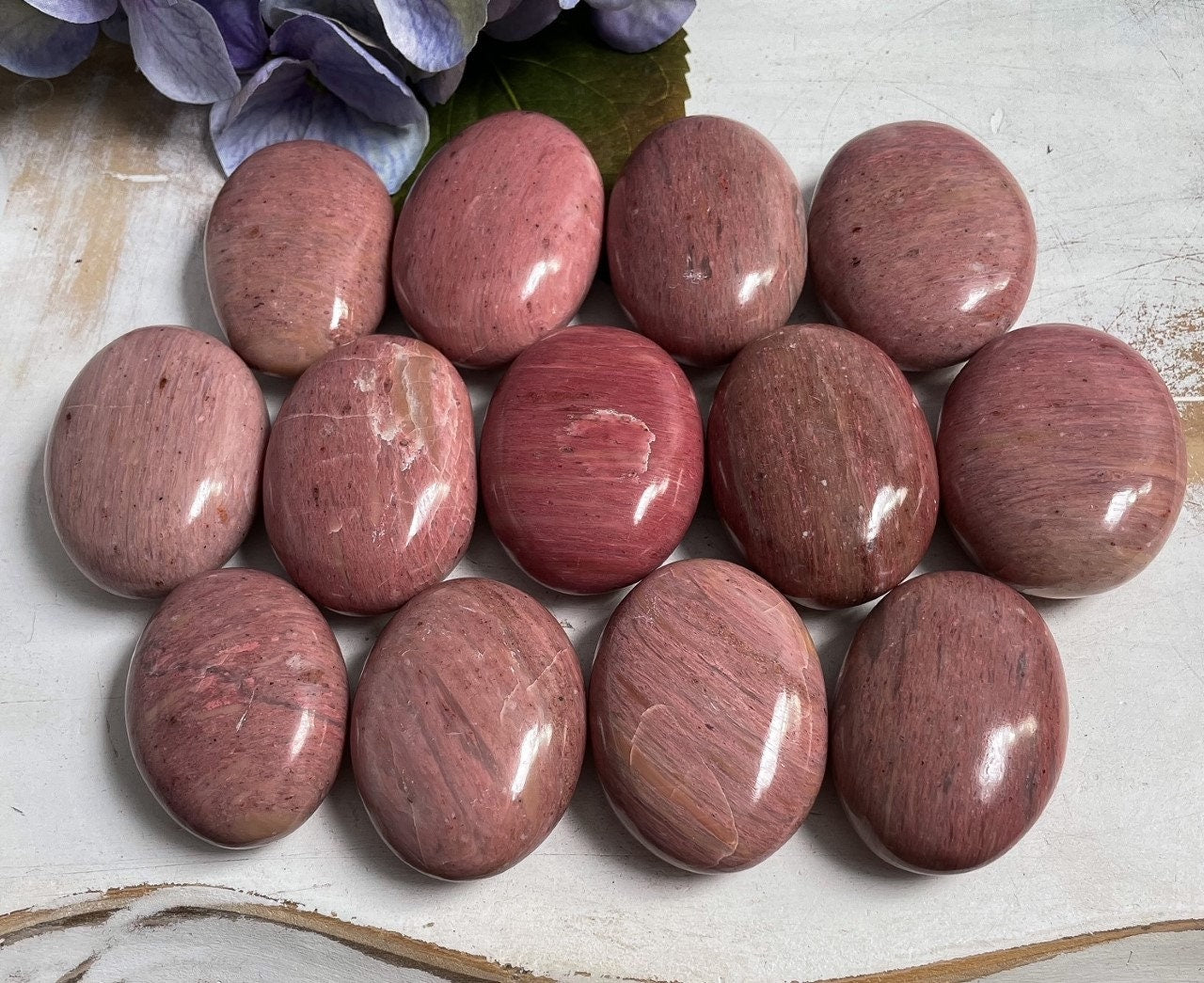 Pink Petrified Wood Palm Stones