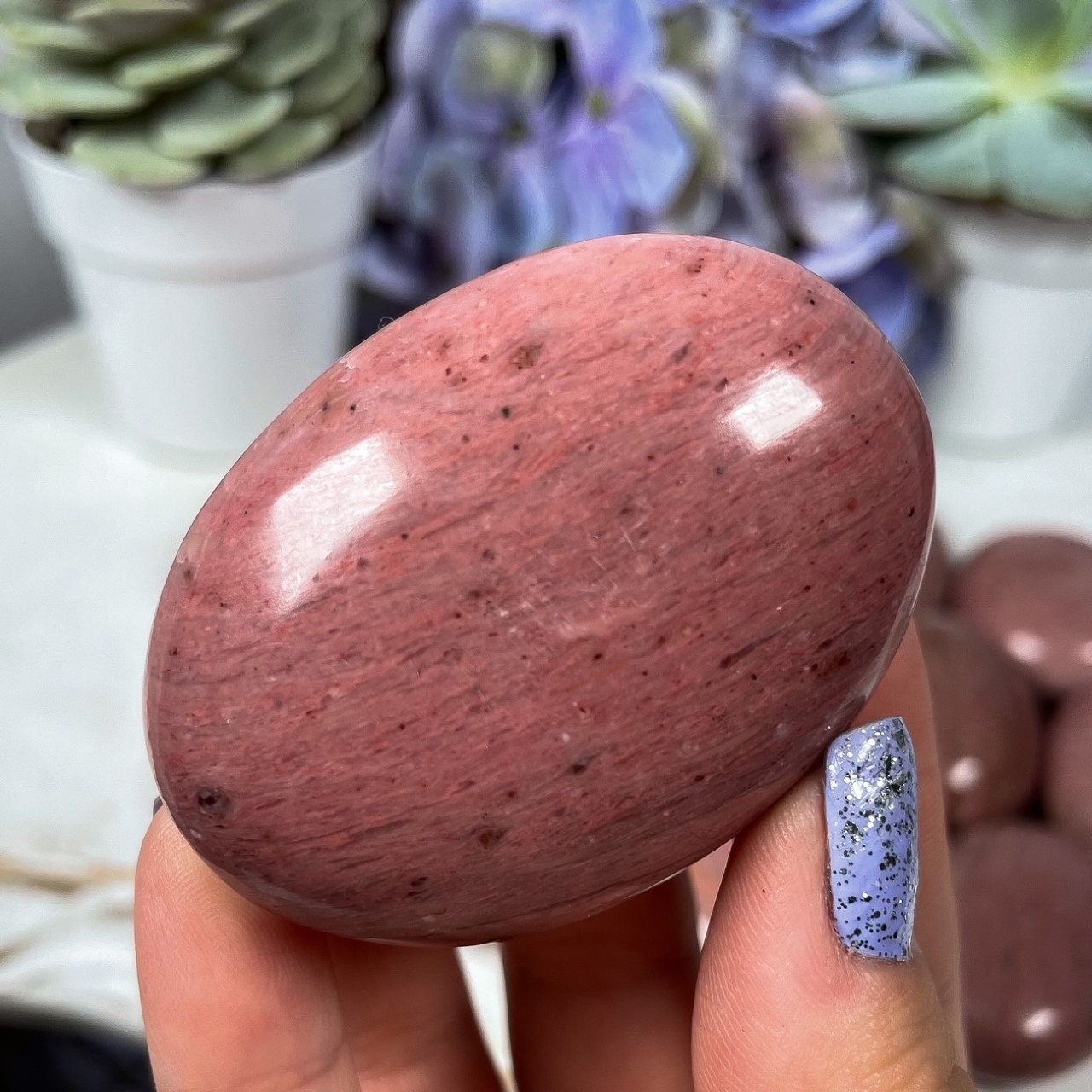 Pink Petrified Wood Palm Stones