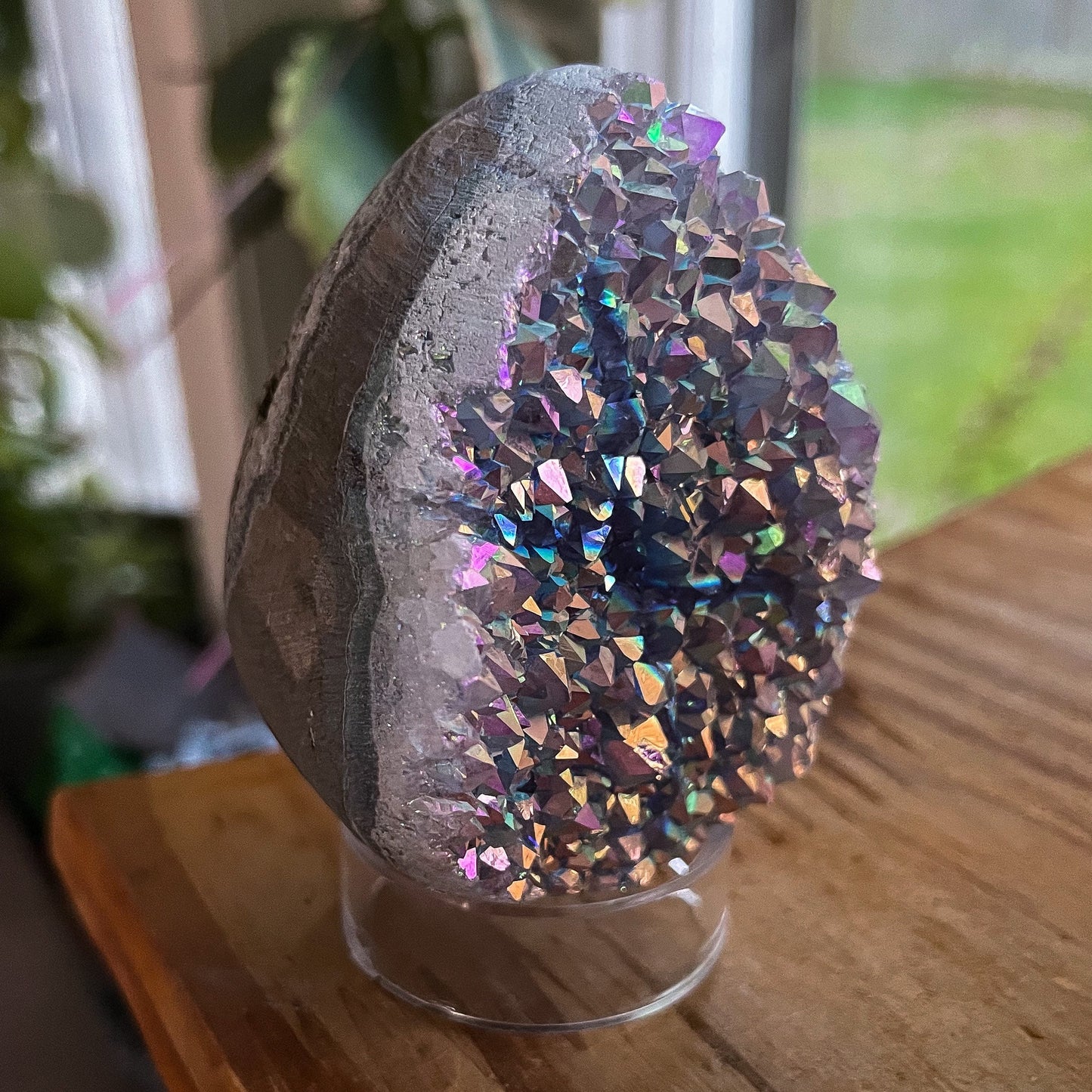 Rainbow Aura Druzy Egg