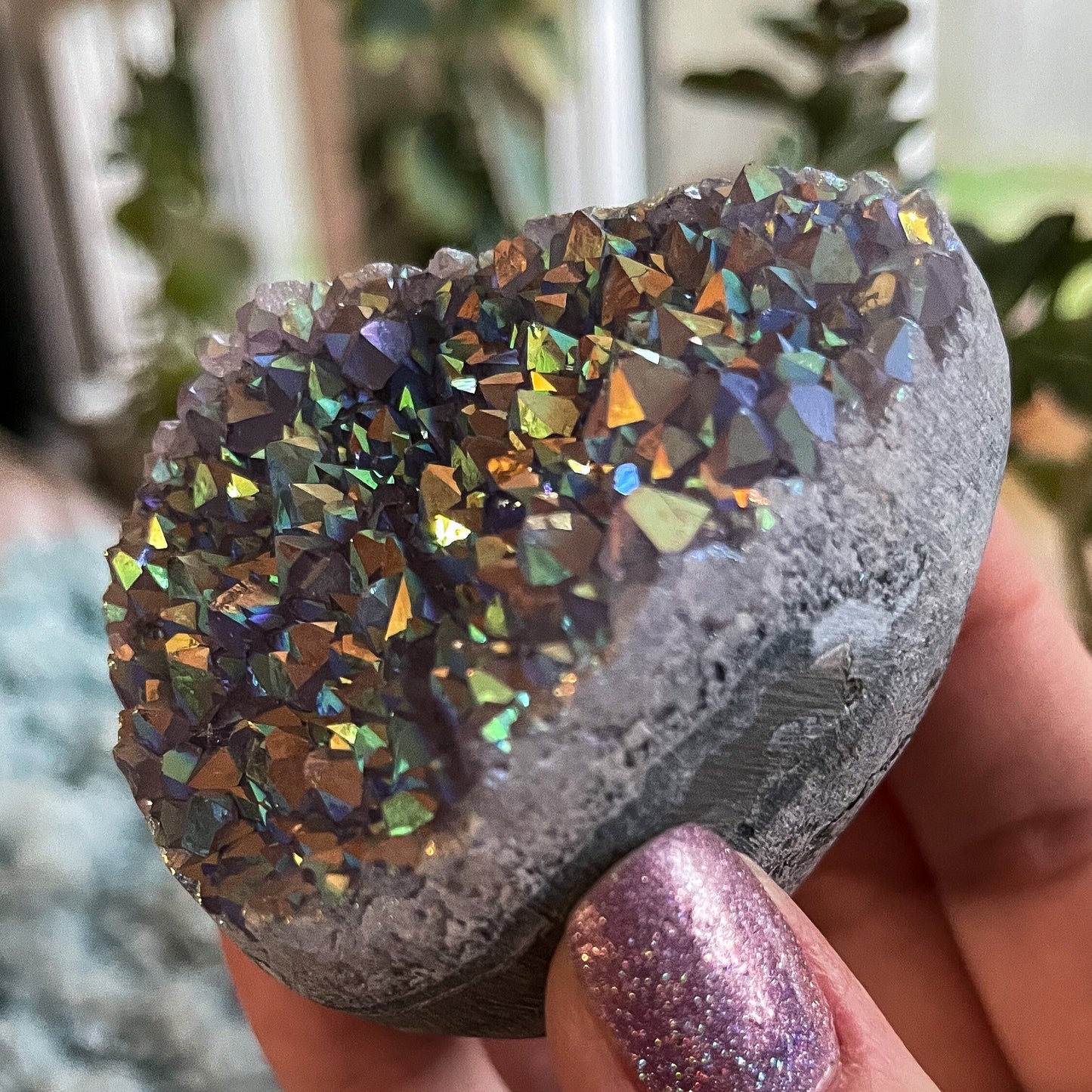 Rainbow Aura Druzy Egg
