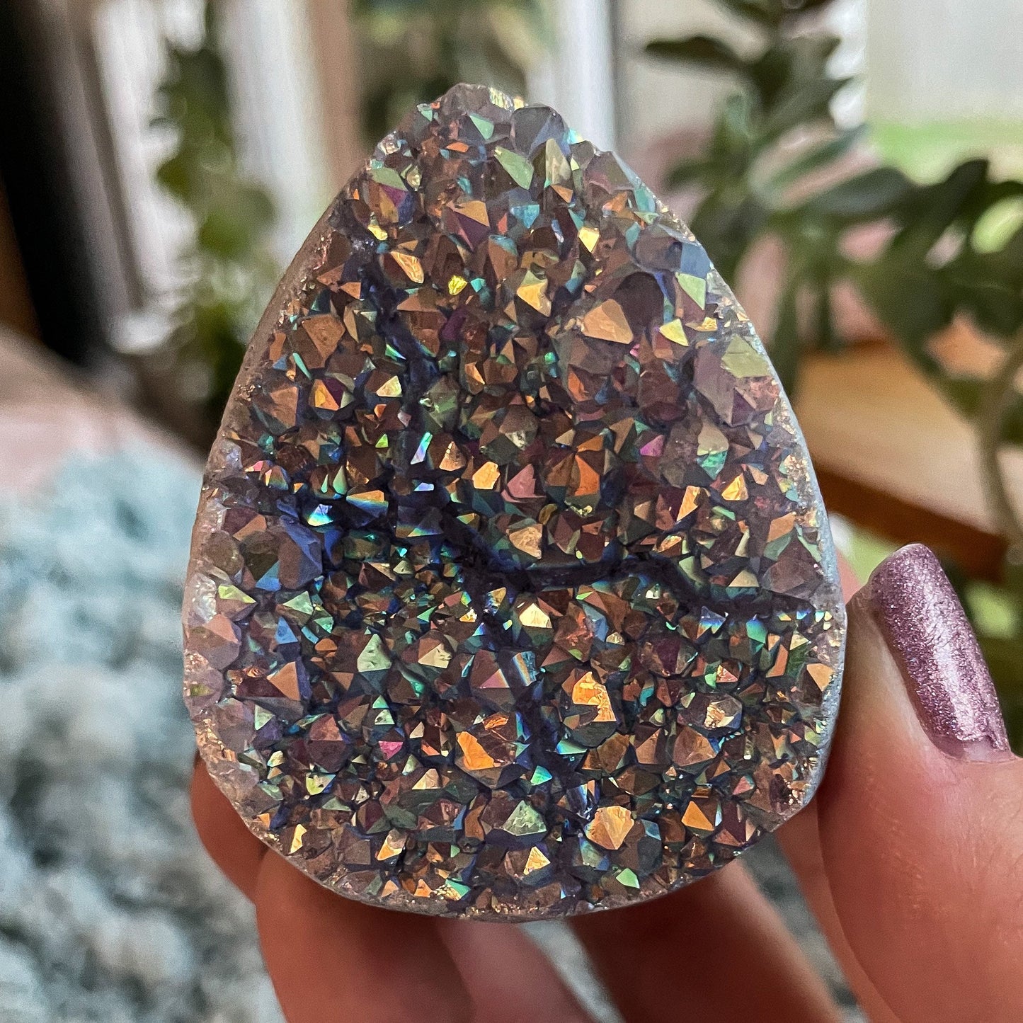 Rainbow Aura Druzy Egg