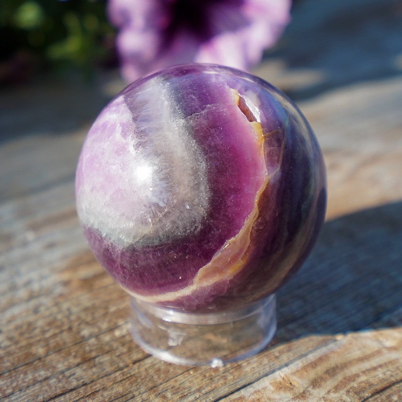Partly Opalized Silky Fluorite Sphere