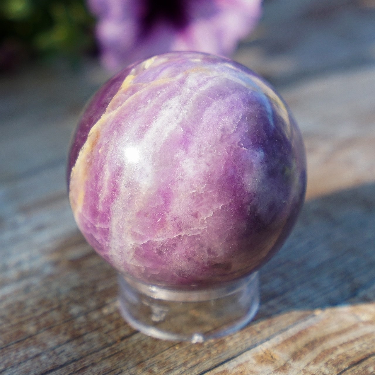 Partly Opalized Silky Fluorite Sphere