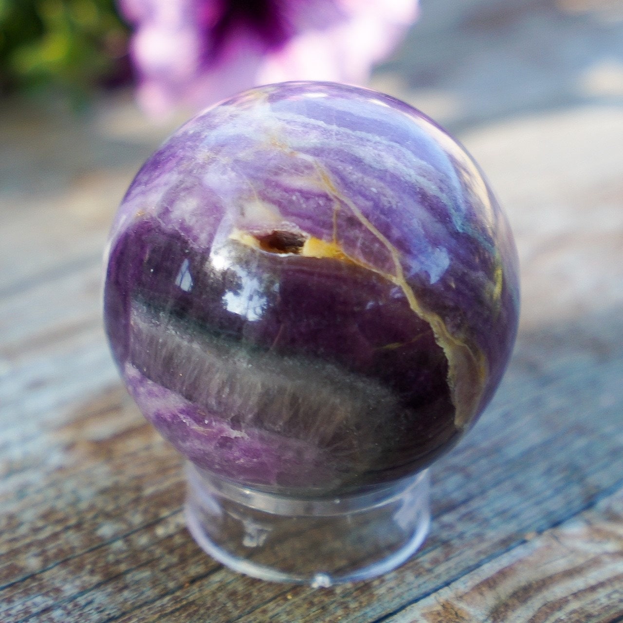Partly Opalized Silky Fluorite Sphere