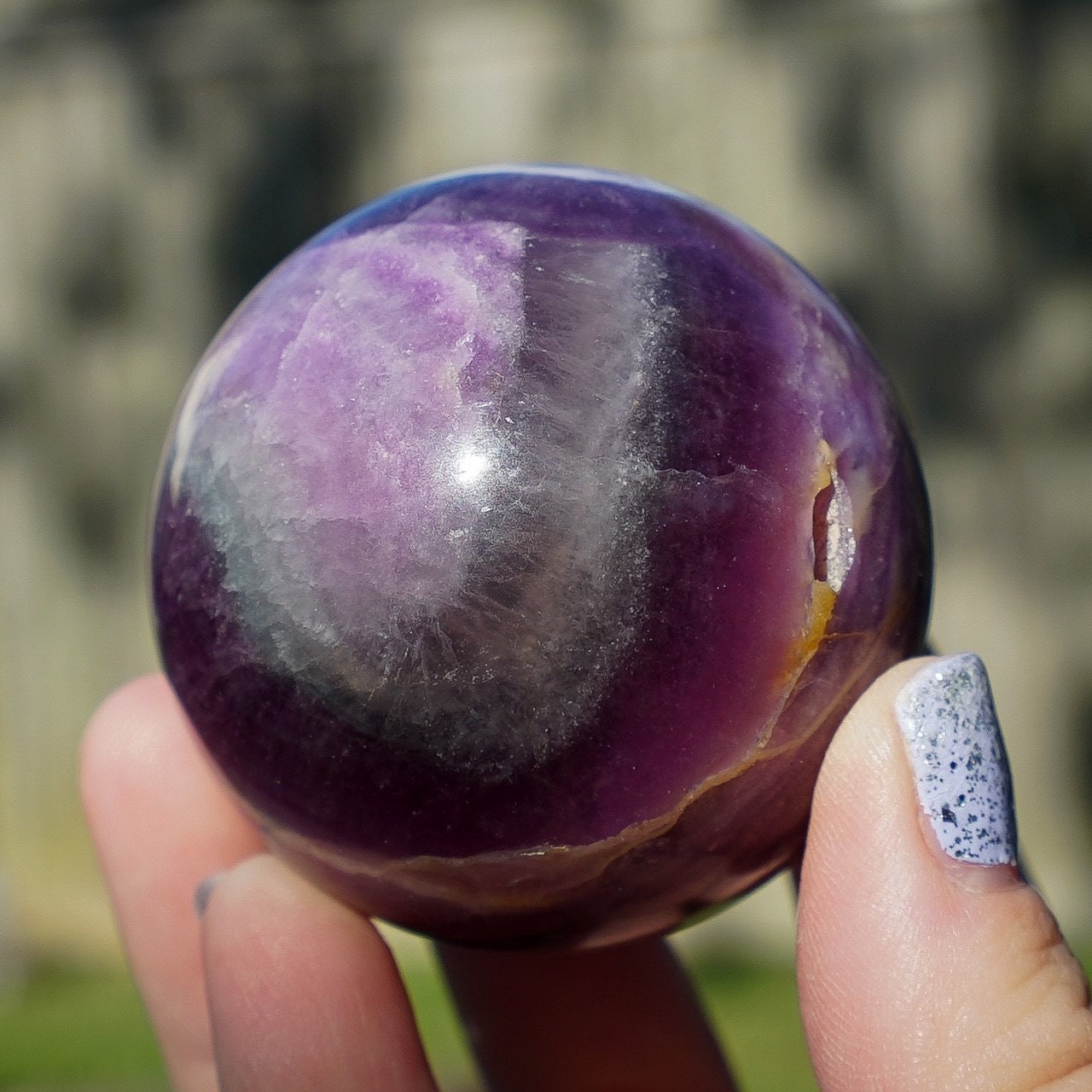 Partly Opalized Silky Fluorite Sphere