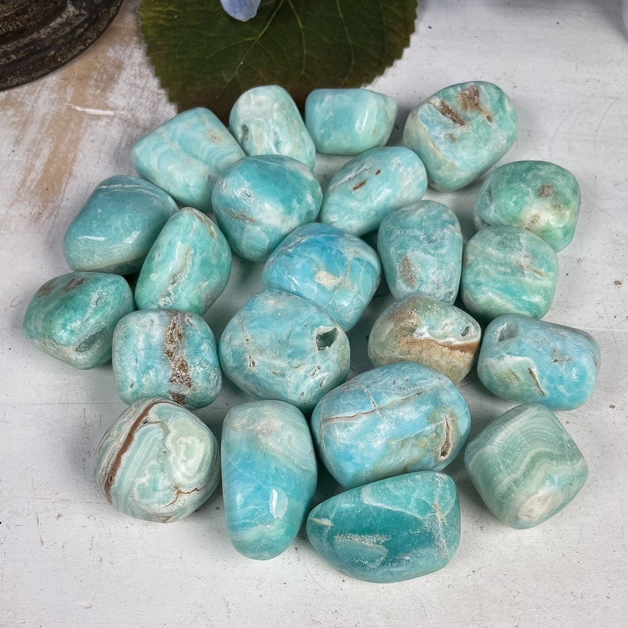 Blue Aragonite Tumbles