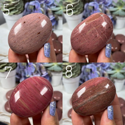 Pink Petrified Wood Palm Stones