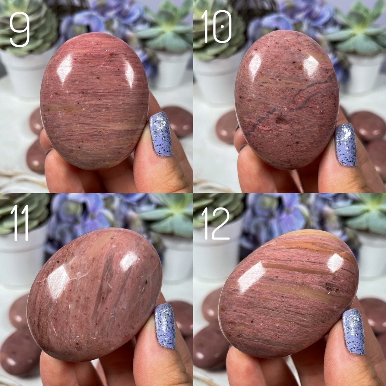Pink Petrified Wood Palm Stones