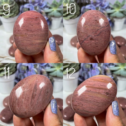 Pink Petrified Wood Palm Stones
