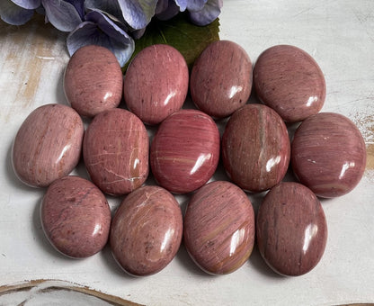 Pink Petrified Wood Palm Stones