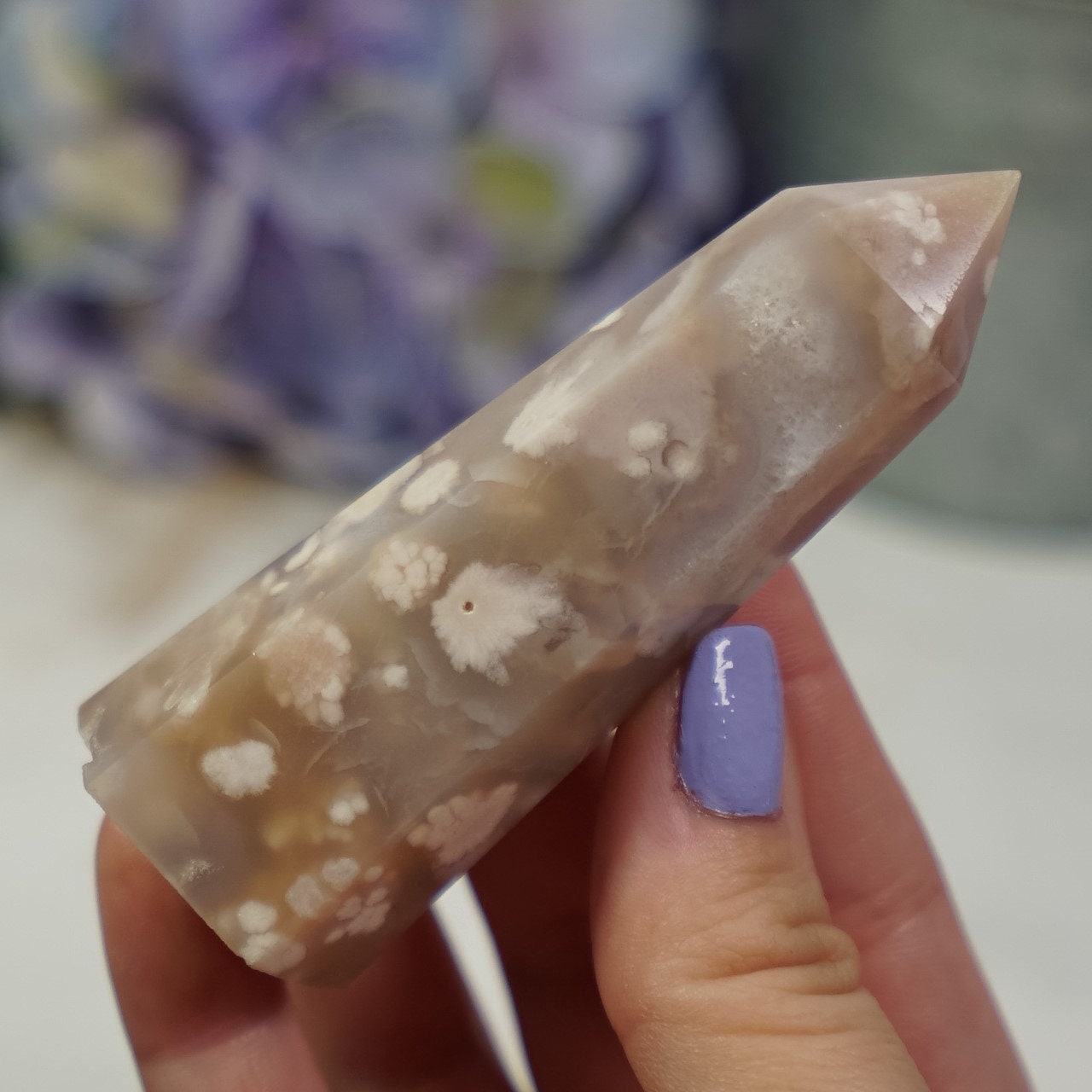Flower Agate Quartz Point