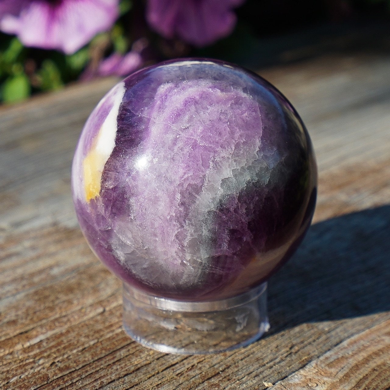 Partly Opalized Silky Fluorite Sphere