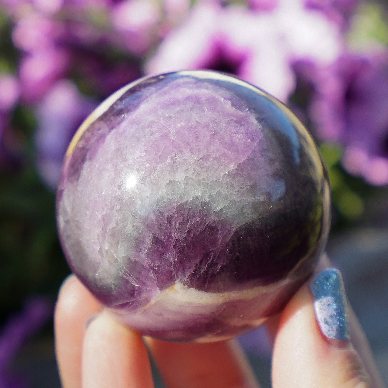 Partly Opalized Silky Fluorite Sphere