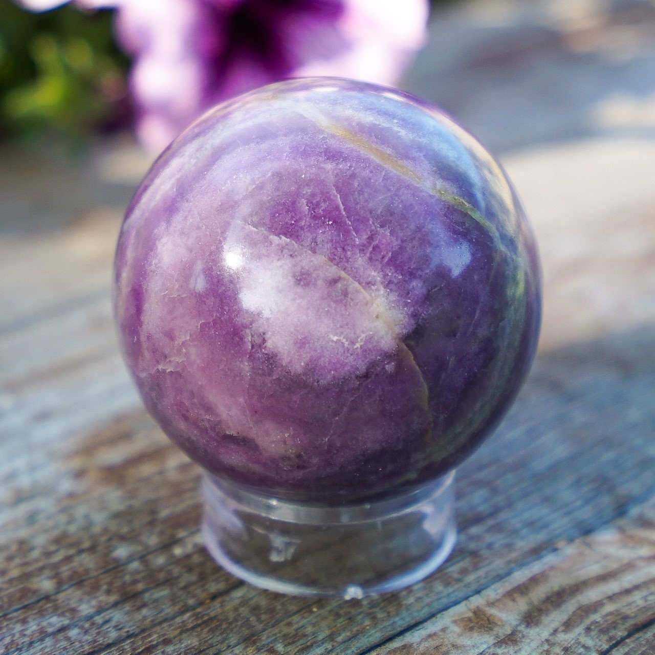 Partly Opalized Silky Fluorite Sphere