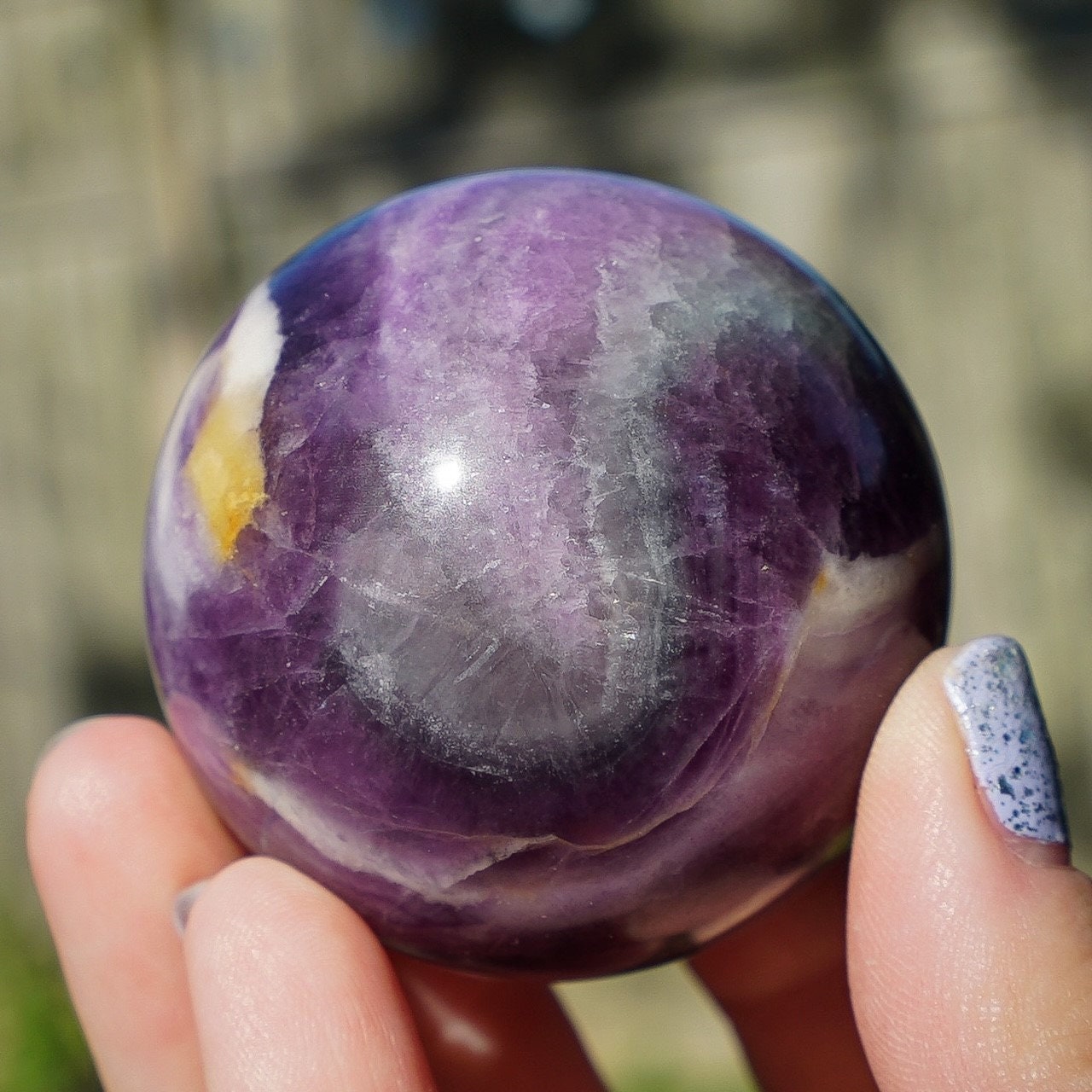Partly Opalized Silky Fluorite Sphere