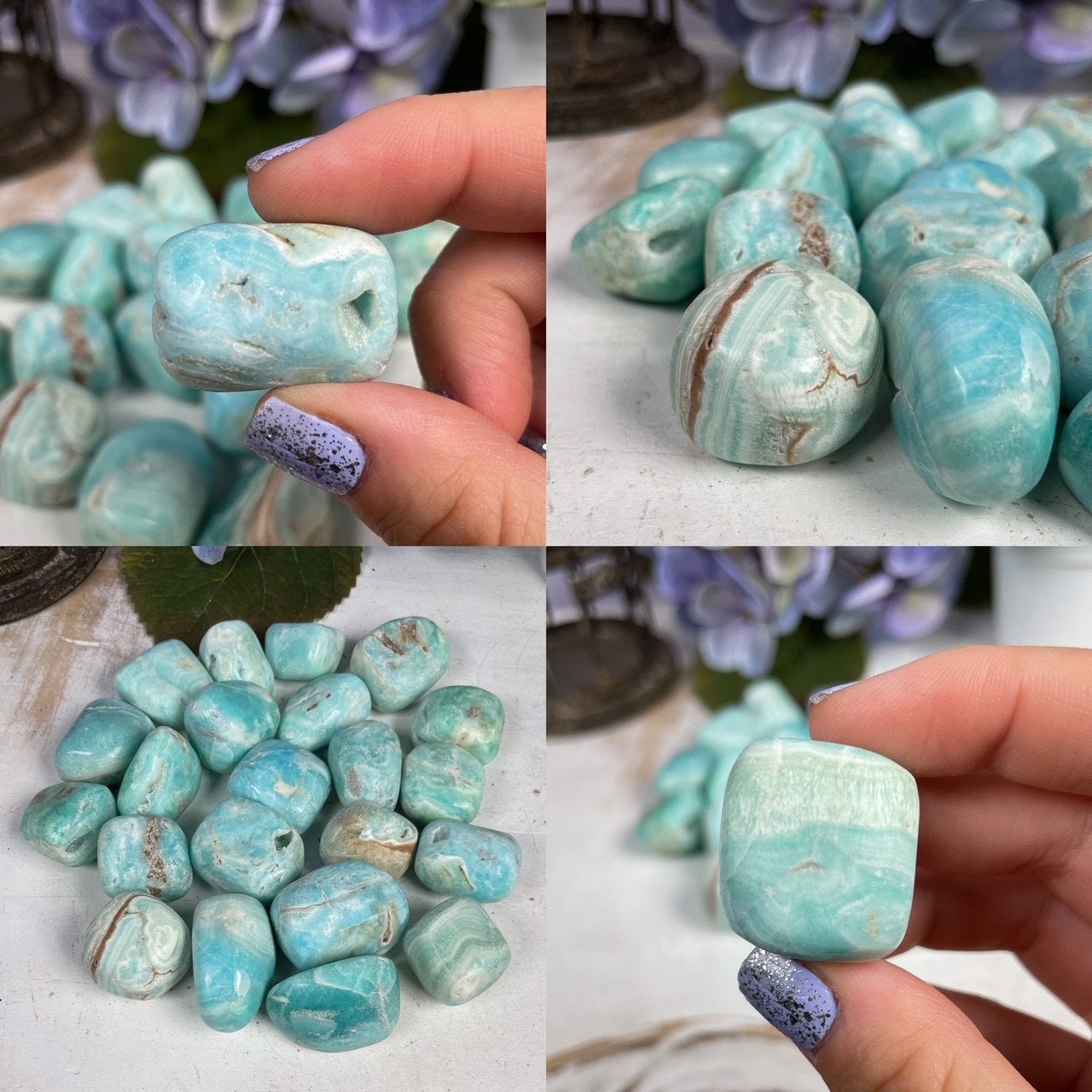 Blue Aragonite Tumbles