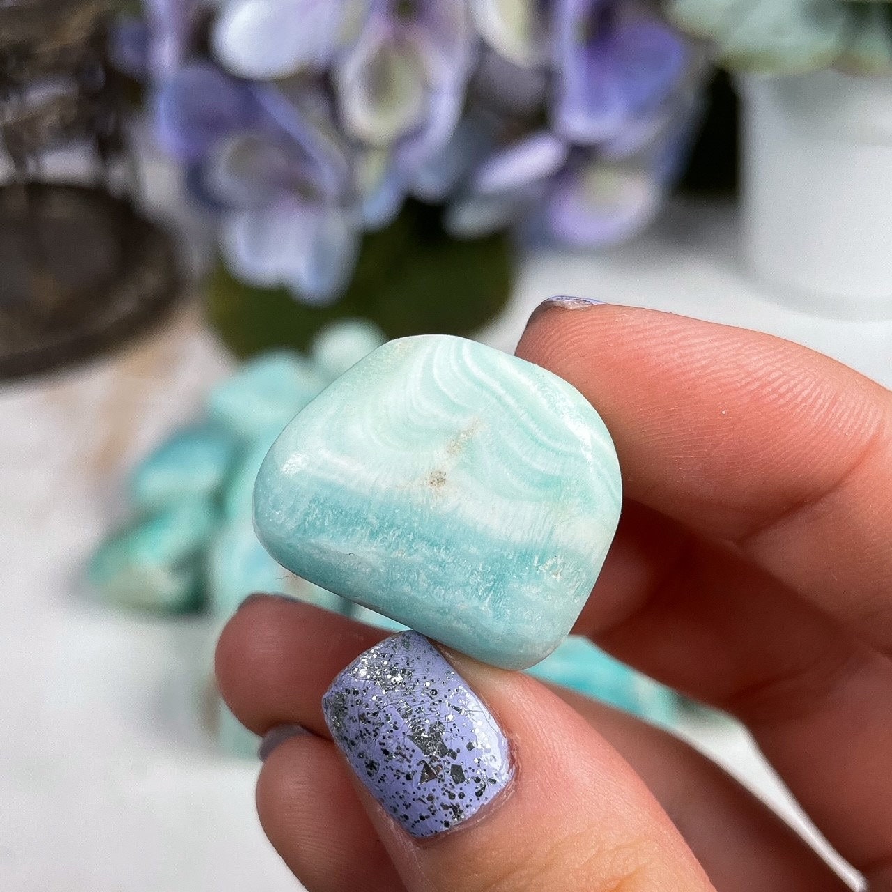 Blue Aragonite Tumbles