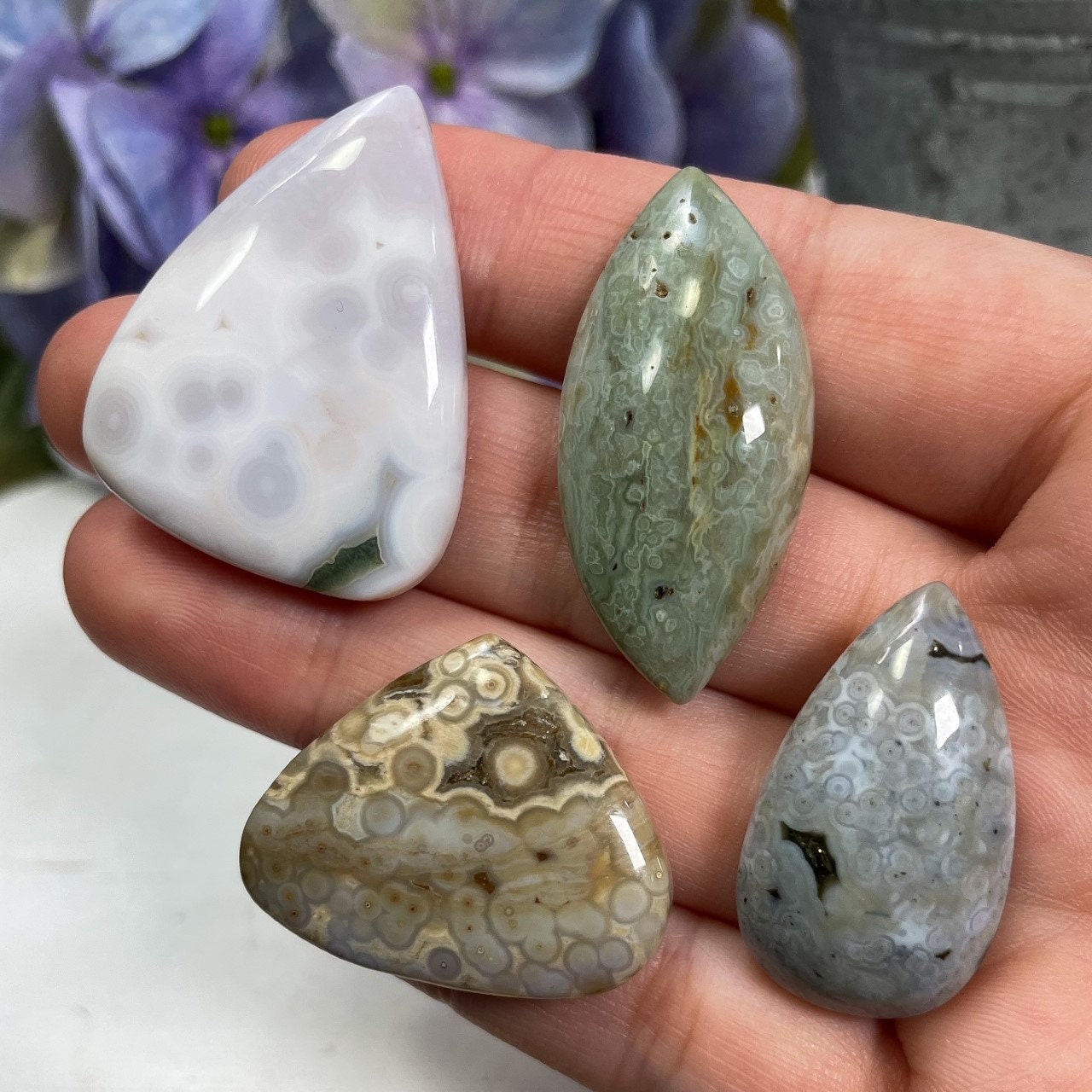Orbicular Ocean Jasper Cabochons