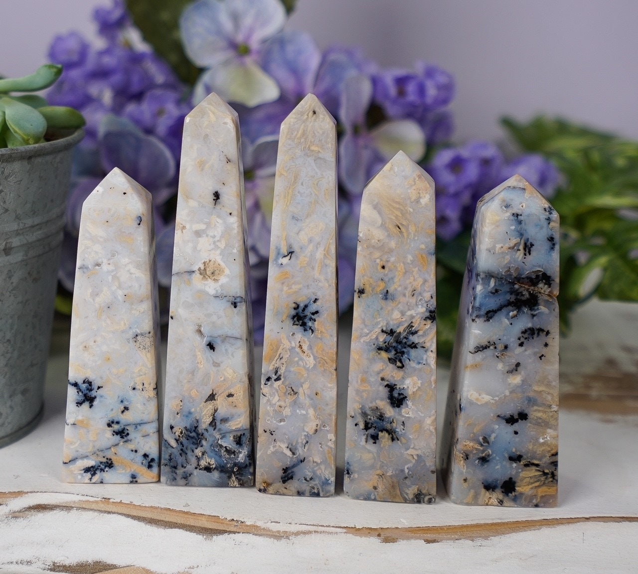 Dendritic Agate Obelisk Towers