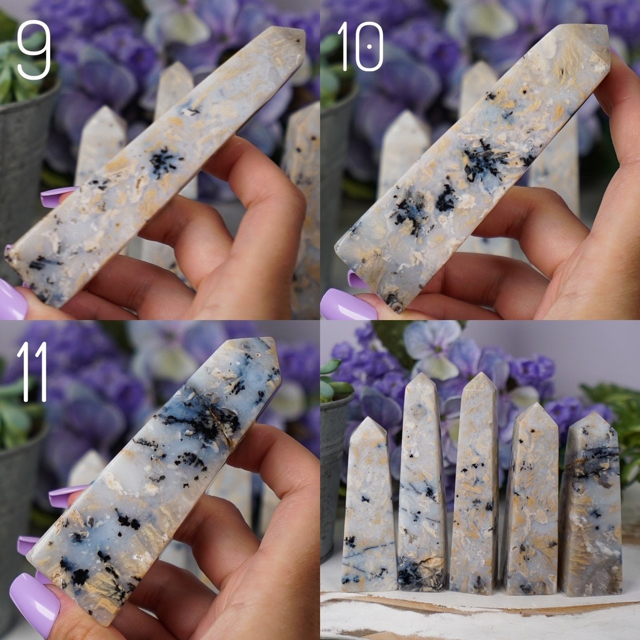 Dendritic Agate Obelisk Towers