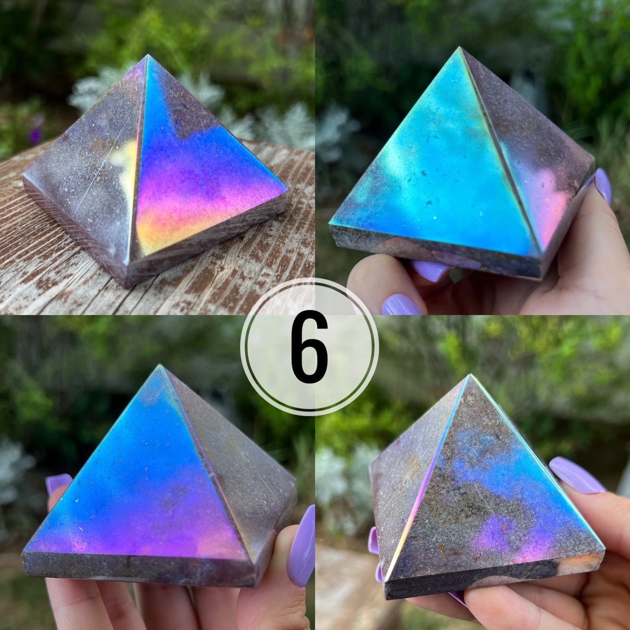 Rainbow Aura Ocean Jasper Pyramid