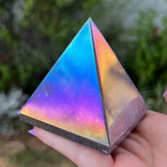 Rainbow Aura Ocean Jasper Pyramid