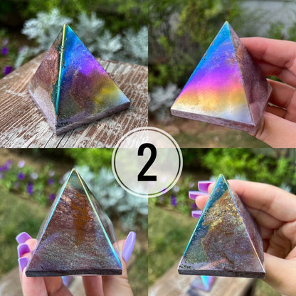 Rainbow Aura Ocean Jasper Pyramid