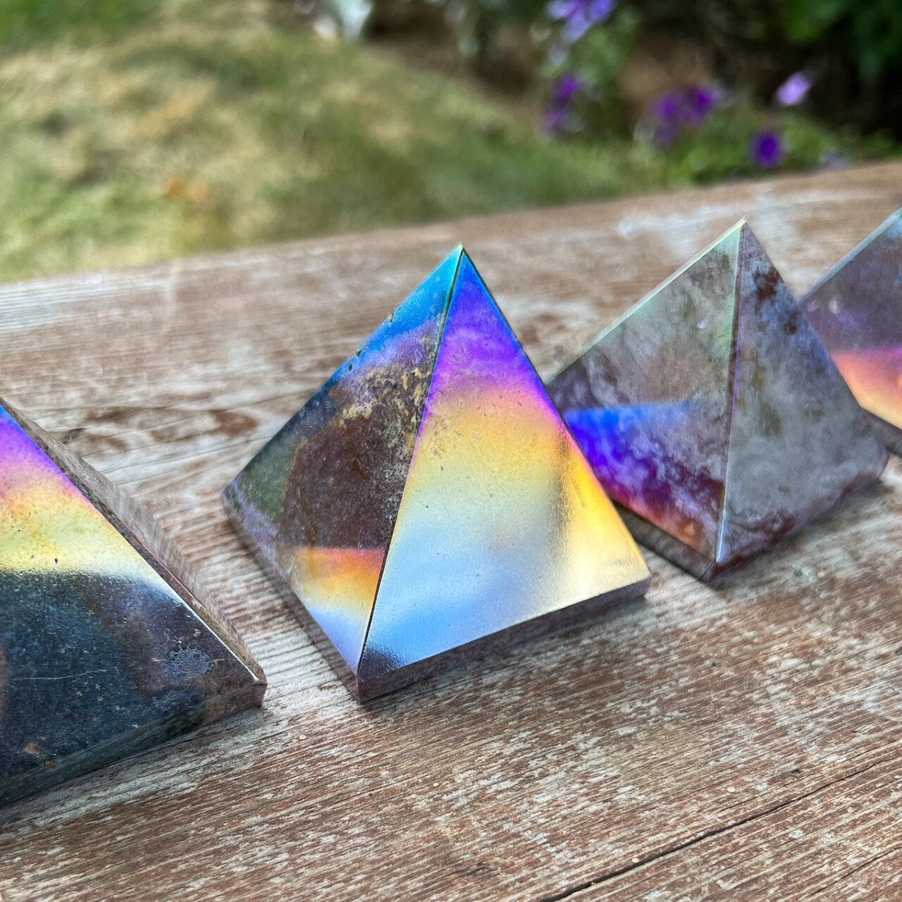 Rainbow Aura Ocean Jasper Pyramid