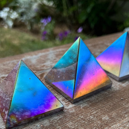 Rainbow Aura Ocean Jasper Pyramid