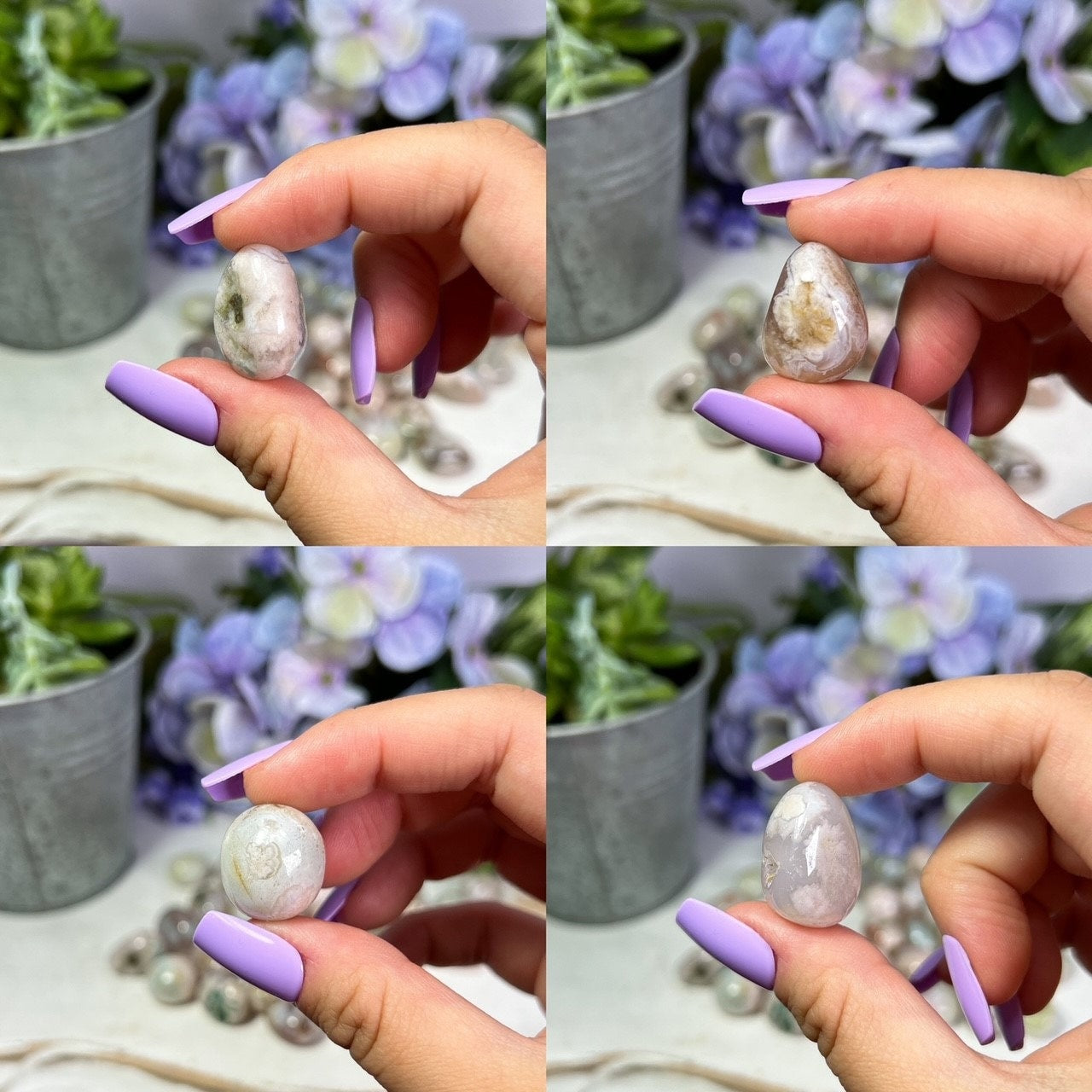 Teal Flower Agate Tumbles