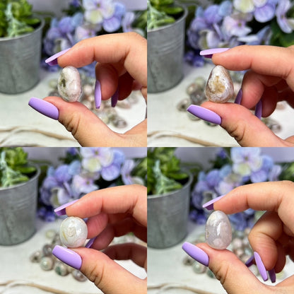 Teal Flower Agate Tumbles