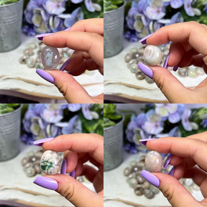 Teal Flower Agate Tumbles