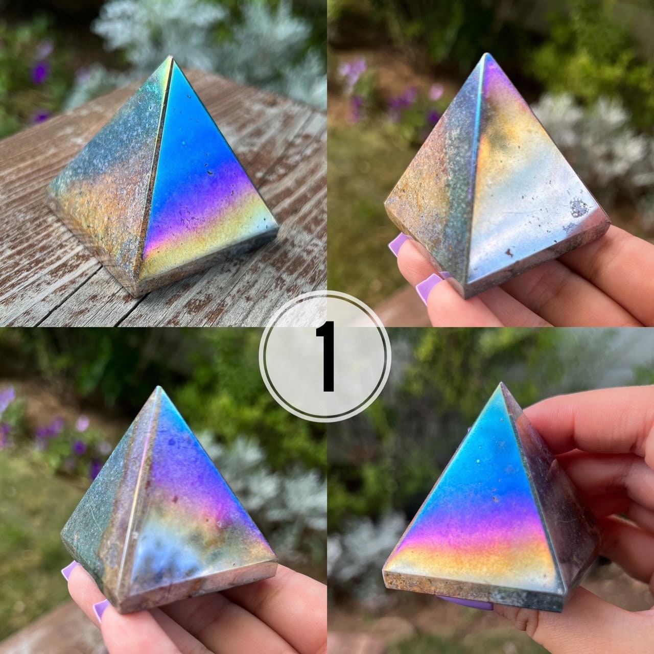 Rainbow Aura Ocean Jasper Pyramid