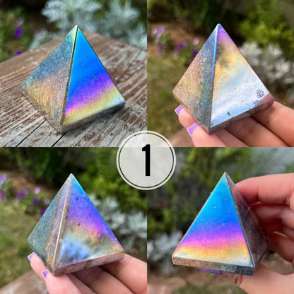 Rainbow Aura Ocean Jasper Pyramid