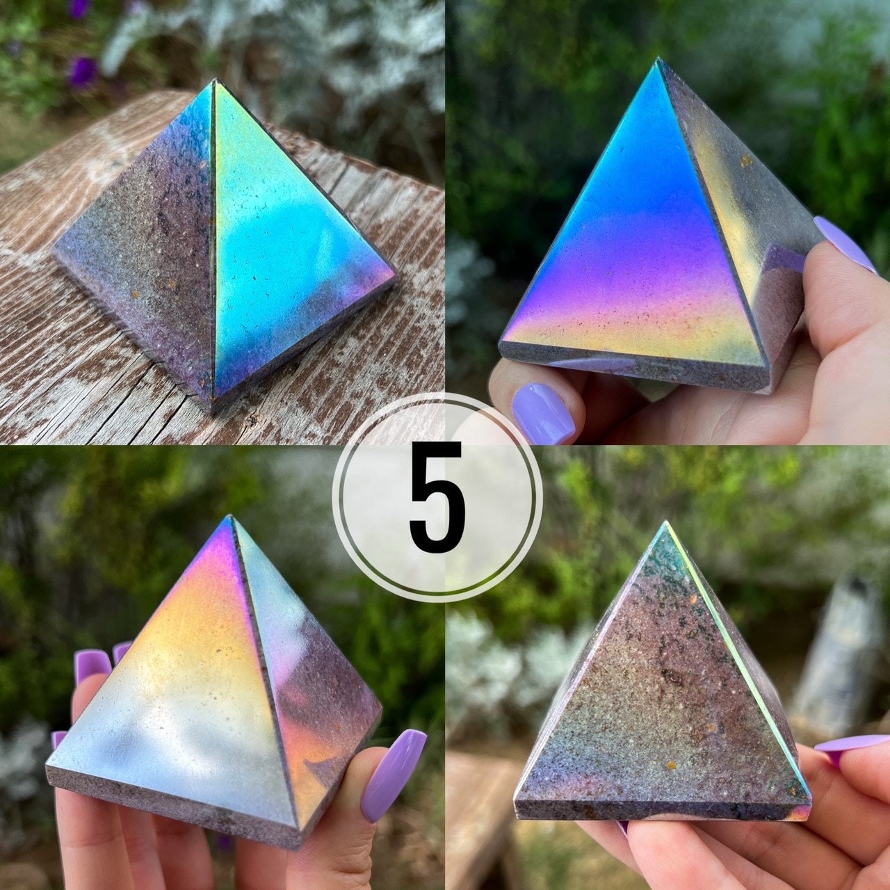 Rainbow Aura Ocean Jasper Pyramid