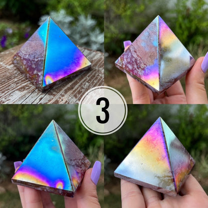 Rainbow Aura Ocean Jasper Pyramid