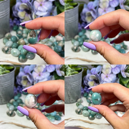 Teal Flower Agate Tumbles