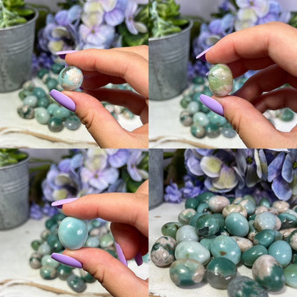 Teal Flower Agate Tumbles